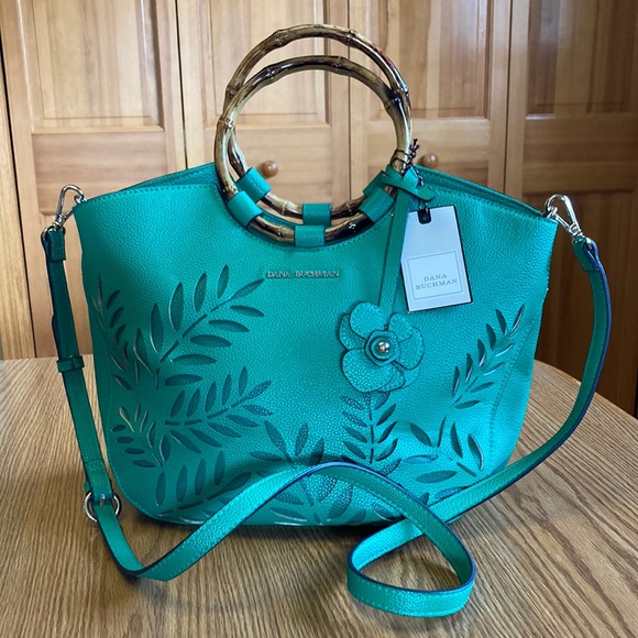 Bamboo Tote Handbag in a Pretty Shade of Green - Picture 1 of 13